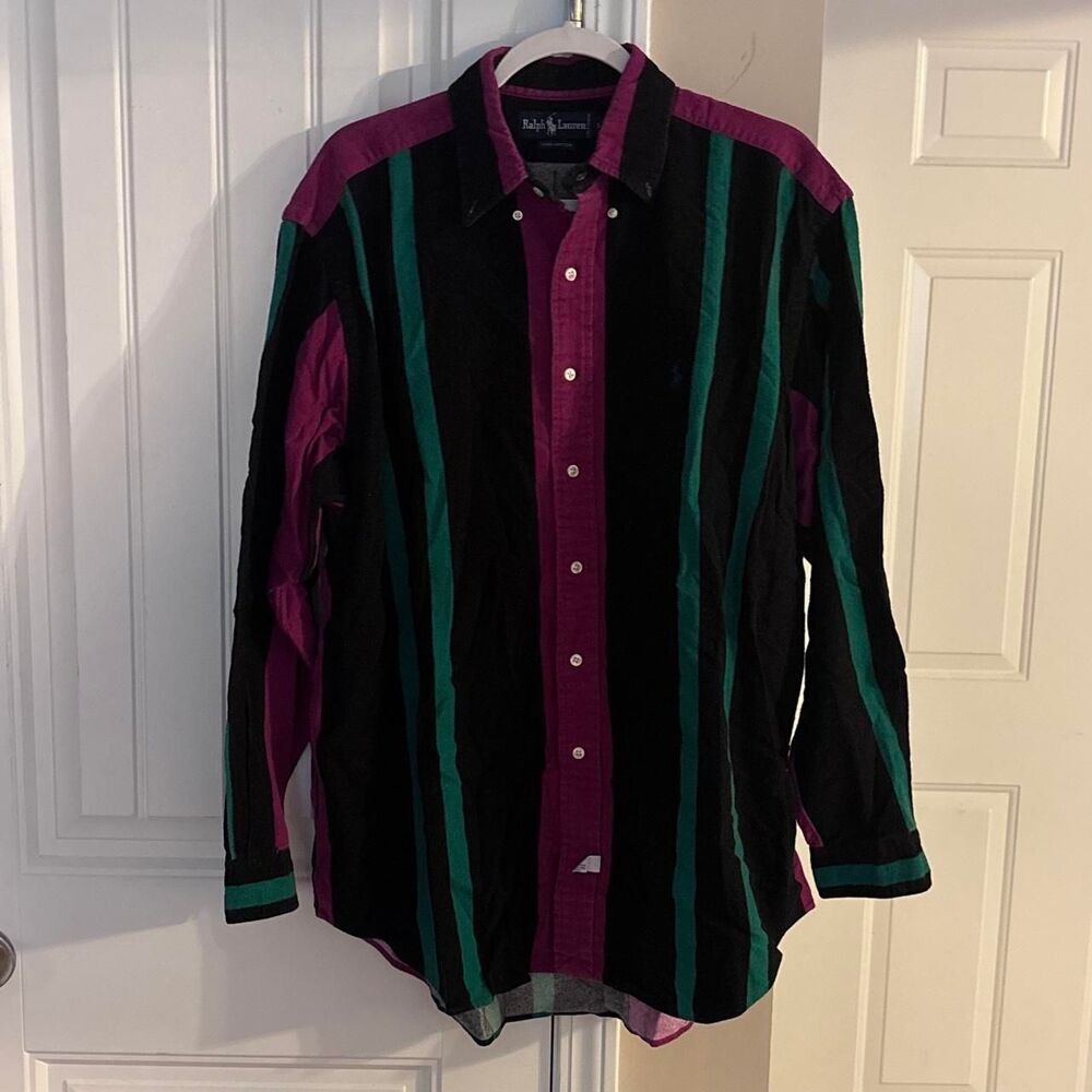 Vintage 1990s Polo by Ralph Lauren Colorblock Flannel Mens Size Large, no flaws!